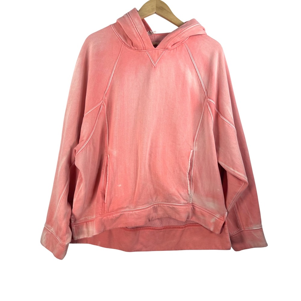 Daily Practice by Anthropologie Acid Wash Oversized Hoodie Coral Pink sz L